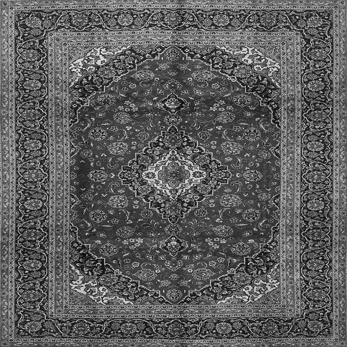 Round Machine Washable Persian Gray Traditional Rug, wshtr1972gry