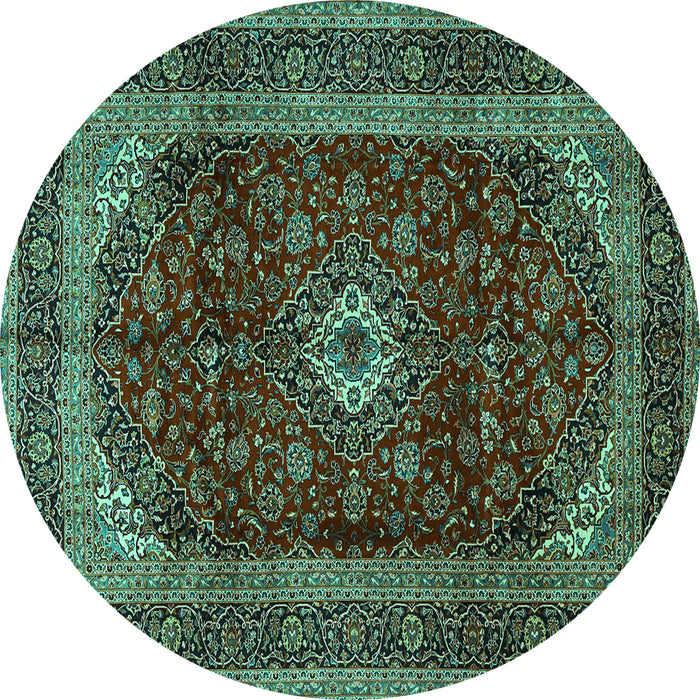 Round Persian Turquoise Traditional Rug, tr1972turq
