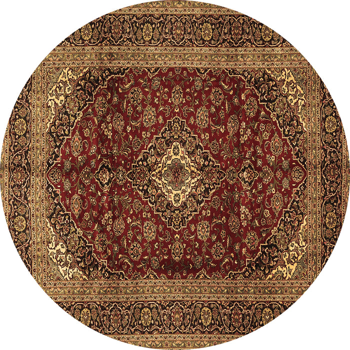 Round Persian Brown Traditional Rug, tr1972brn