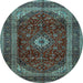 Round Machine Washable Persian Light Blue Traditional Rug, wshtr1972lblu