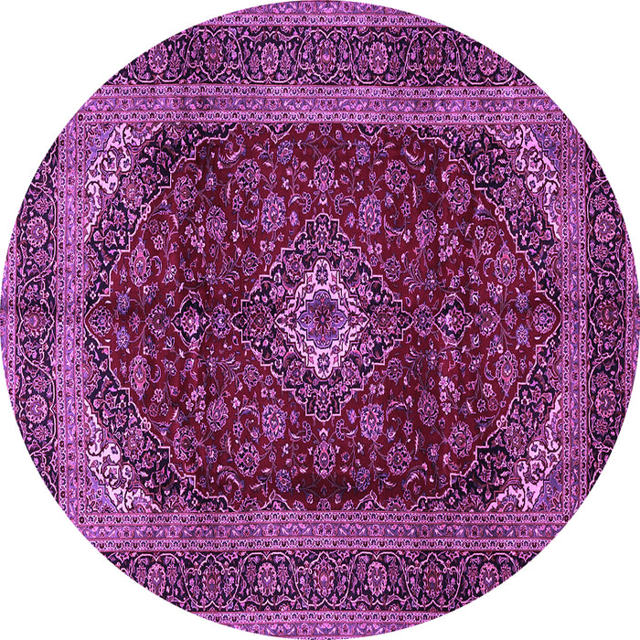 Round Machine Washable Persian Purple Traditional Area Rugs, wshtr1972pur