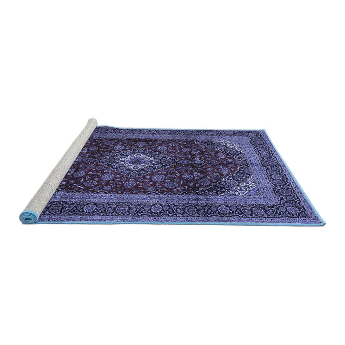 Sideview of Machine Washable Persian Blue Traditional Rug, wshtr1972blu