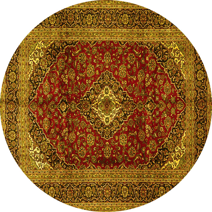 Round Persian Yellow Traditional Rug, tr1972yw