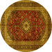 Round Persian Yellow Traditional Rug, tr1972yw