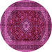 Round Machine Washable Persian Pink Traditional Rug, wshtr1972pnk