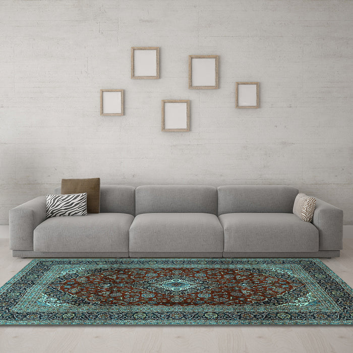 Machine Washable Persian Light Blue Traditional Rug in a Living Room, wshtr1972lblu