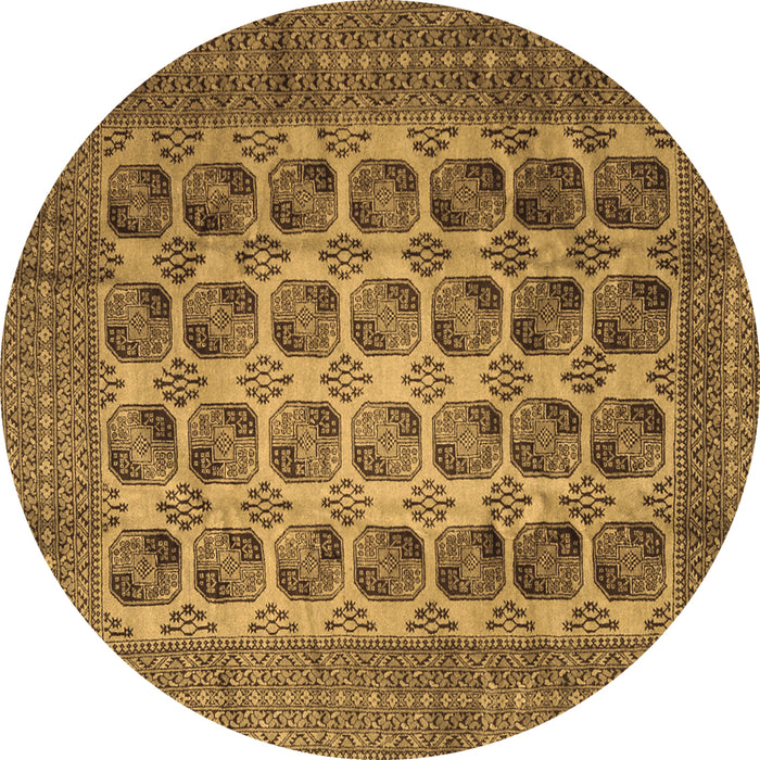 Round Machine Washable Southwestern Brown Country Rug, wshtr1973brn
