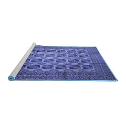 Sideview of Machine Washable Southwestern Blue Country Rug, wshtr1973blu