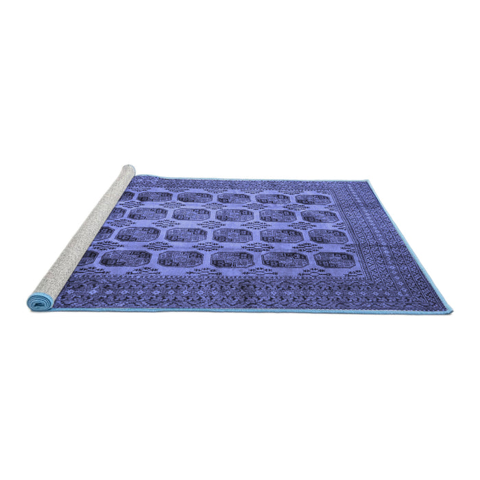Sideview of Machine Washable Southwestern Blue Country Rug, wshtr1973blu