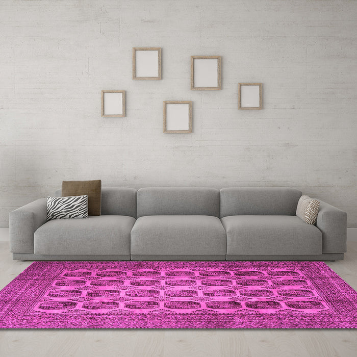 Machine Washable Southwestern Pink Country Rug in a Living Room, wshtr1973pnk