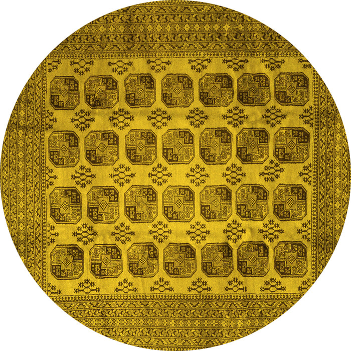 Round Southwestern Yellow Country Rug, tr1973yw