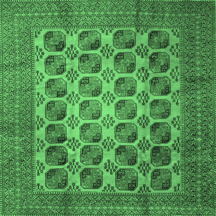 Square Machine Washable Southwestern Emerald Green Country Area Rugs, wshtr1973emgrn