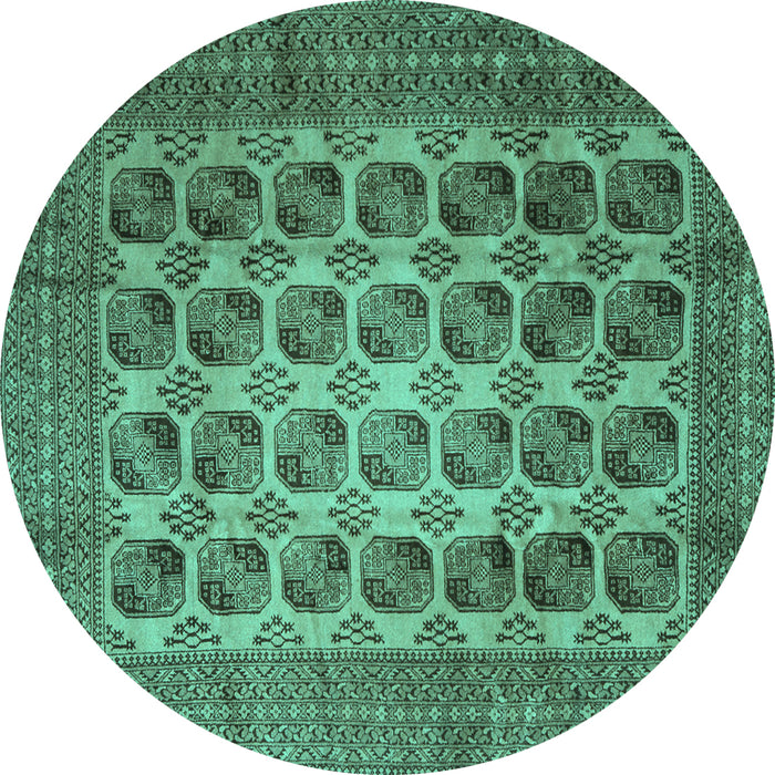 Round Machine Washable Southwestern Turquoise Country Area Rugs, wshtr1973turq