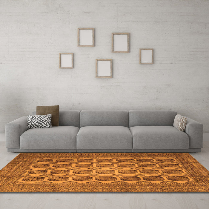 Machine Washable Southwestern Orange Country Area Rugs in a Living Room, wshtr1973org