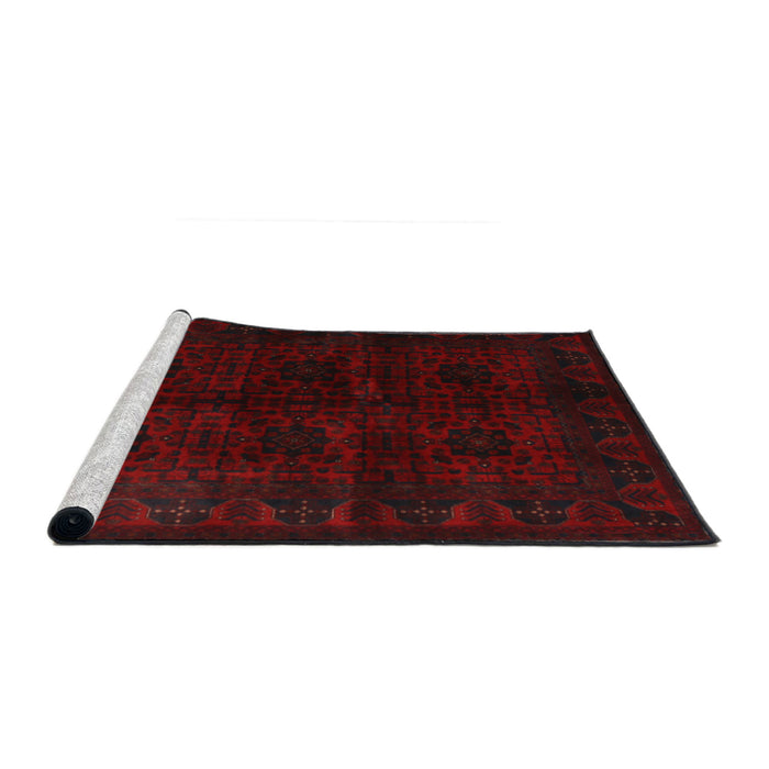 Sideview of Machine Washable Traditional Night Red Rug, wshtr1974