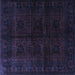 Square Machine Washable Persian Blue Traditional Rug, wshtr1974blu