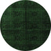 Round Persian Emerald Green Traditional Rug, tr1974emgrn
