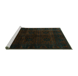 Sideview of Machine Washable Persian Turquoise Traditional Area Rugs, wshtr1974turq