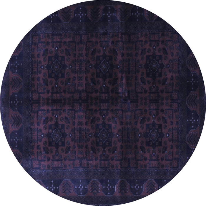 Round Machine Washable Persian Blue Traditional Rug, wshtr1974blu