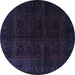 Round Machine Washable Persian Blue Traditional Rug, wshtr1974blu