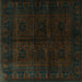 Square Machine Washable Persian Turquoise Traditional Area Rugs, wshtr1974turq