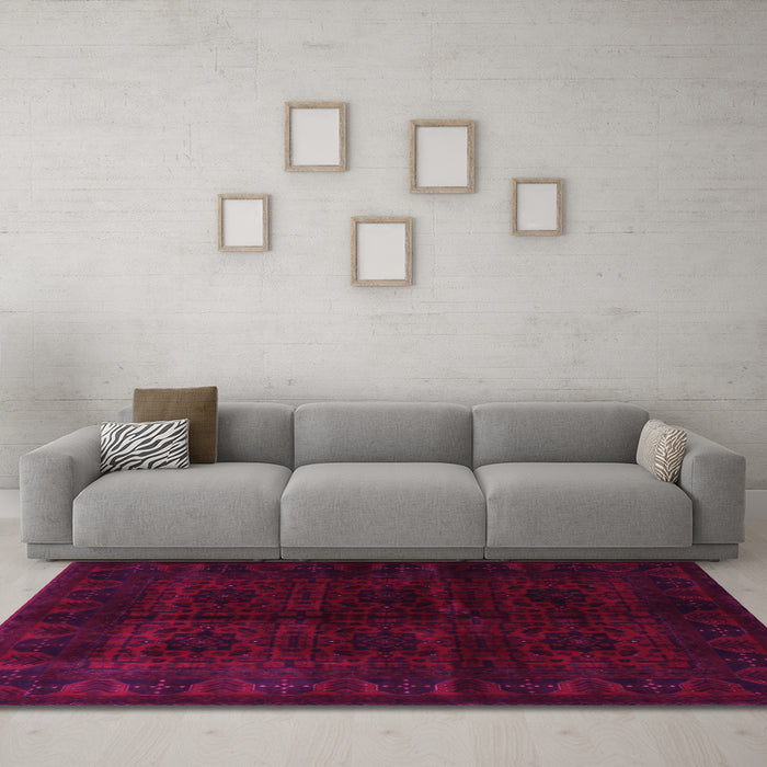 Machine Washable Persian Pink Traditional Rug in a Living Room, wshtr1974pnk