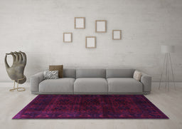 Machine Washable Persian Purple Traditional Area Rugs in a Living Room, wshtr1974pur