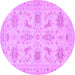 Round Machine Washable Persian Purple Traditional Area Rugs, wshtr1975pur