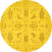 Round Persian Yellow Traditional Rug, tr1975yw