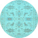 Round Machine Washable Persian Light Blue Traditional Rug, wshtr1975lblu