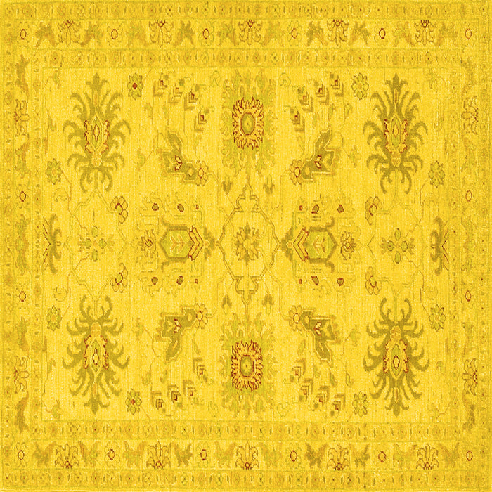 Square Machine Washable Persian Yellow Traditional Rug, wshtr1975yw