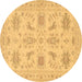 Round Persian Brown Traditional Rug, tr1975brn