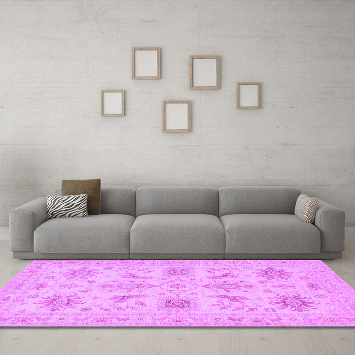 Machine Washable Persian Purple Traditional Area Rugs in a Living Room, wshtr1975pur