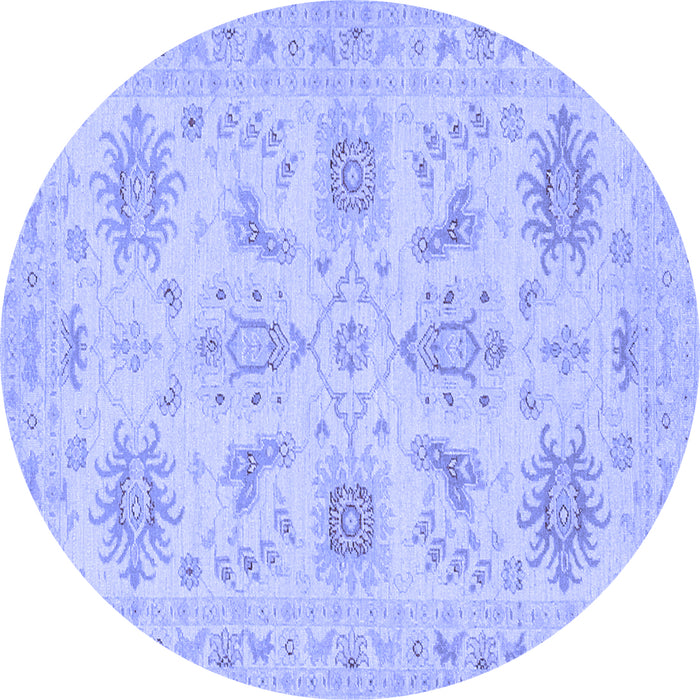 Round Machine Washable Persian Blue Traditional Rug, wshtr1975blu