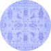 Round Machine Washable Persian Blue Traditional Rug, wshtr1975blu