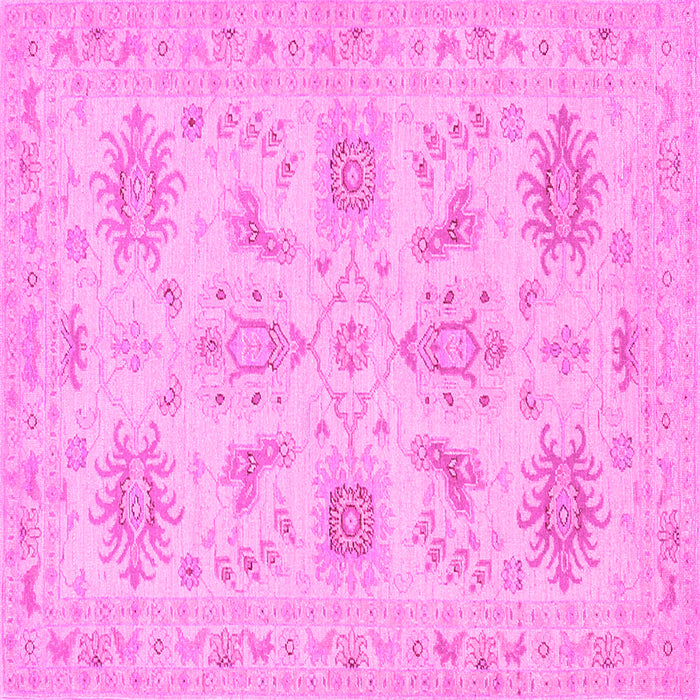Square Machine Washable Persian Pink Traditional Rug, wshtr1975pnk