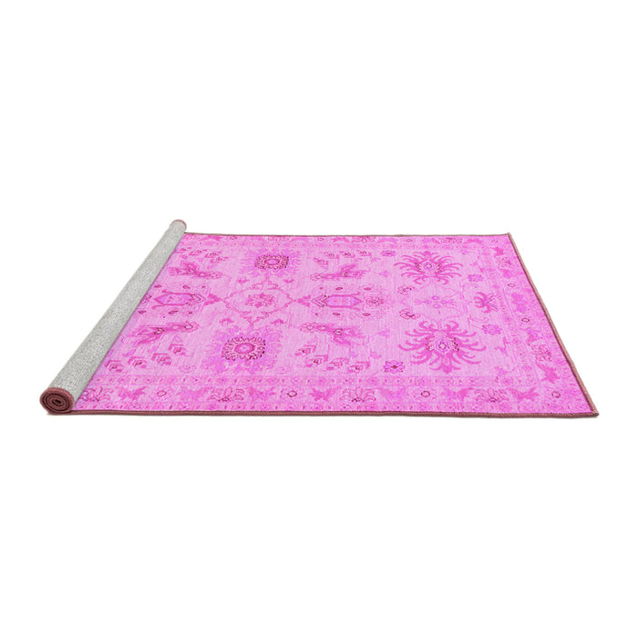 Sideview of Machine Washable Persian Pink Traditional Rug, wshtr1975pnk