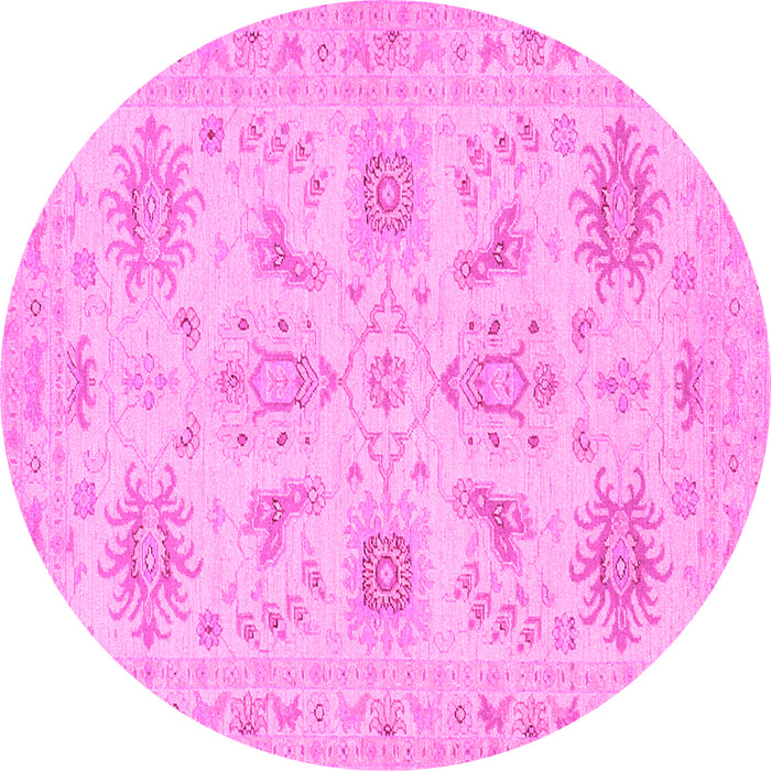 Round Machine Washable Persian Pink Traditional Rug, wshtr1975pnk