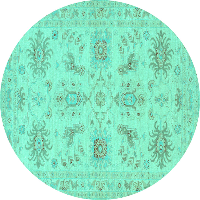 Round Machine Washable Persian Turquoise Traditional Area Rugs, wshtr1975turq