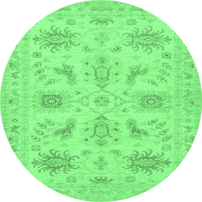 Round Persian Emerald Green Traditional Rug, tr1975emgrn