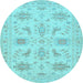 Round Persian Light Blue Traditional Rug, tr1975lblu