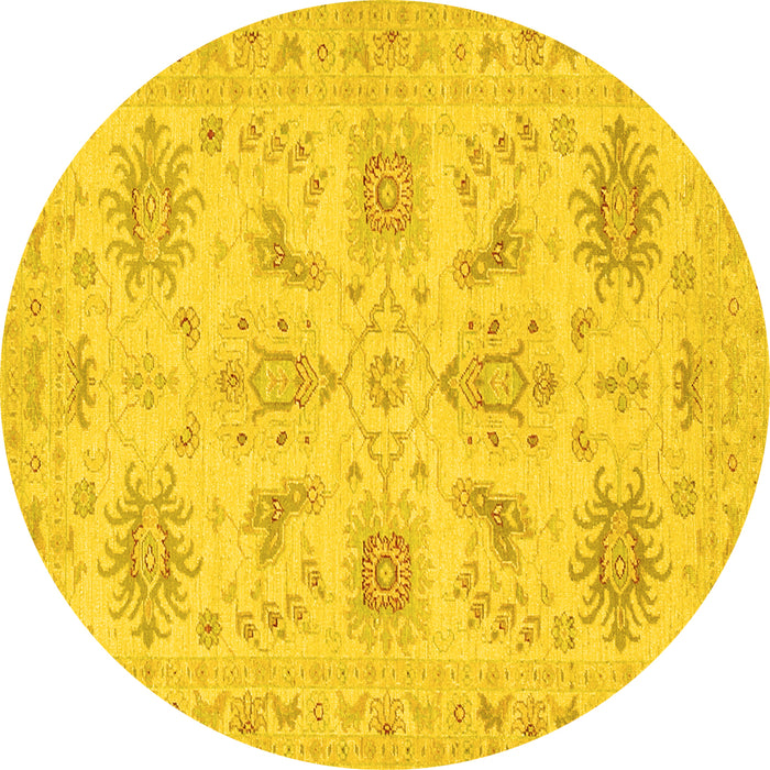Round Machine Washable Persian Yellow Traditional Rug, wshtr1975yw