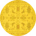 Round Machine Washable Persian Yellow Traditional Rug, wshtr1975yw