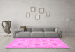 Machine Washable Persian Pink Traditional Rug in a Living Room, wshtr1975pnk