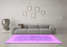 Machine Washable Oriental Purple Traditional Area Rugs in a Living Room, wshtr1976pur