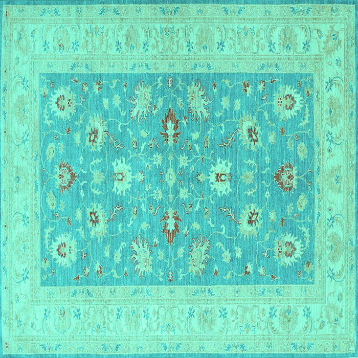 Square Oriental Turquoise Traditional Rug, tr1976turq