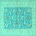Square Oriental Turquoise Traditional Rug, tr1976turq