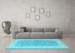 Machine Washable Oriental Light Blue Traditional Rug in a Living Room, wshtr1976lblu