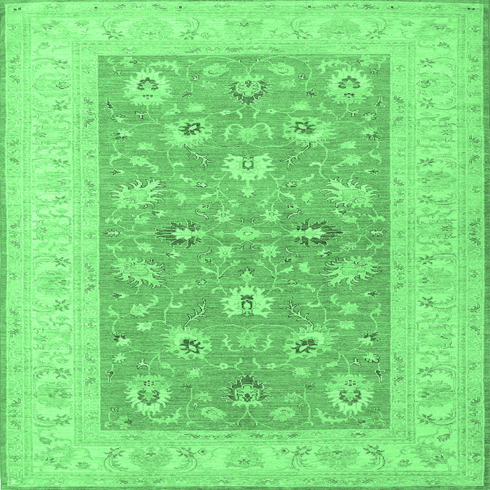 Square Machine Washable Oriental Emerald Green Traditional Area Rugs, wshtr1976emgrn