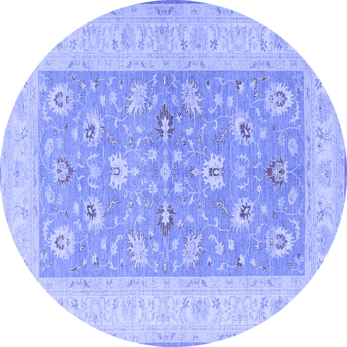 Round Machine Washable Oriental Blue Traditional Rug, wshtr1976blu